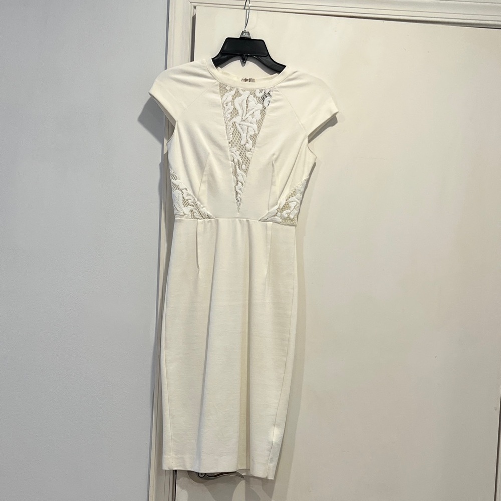 Marciano Ivory Lace Accent Midi Dress